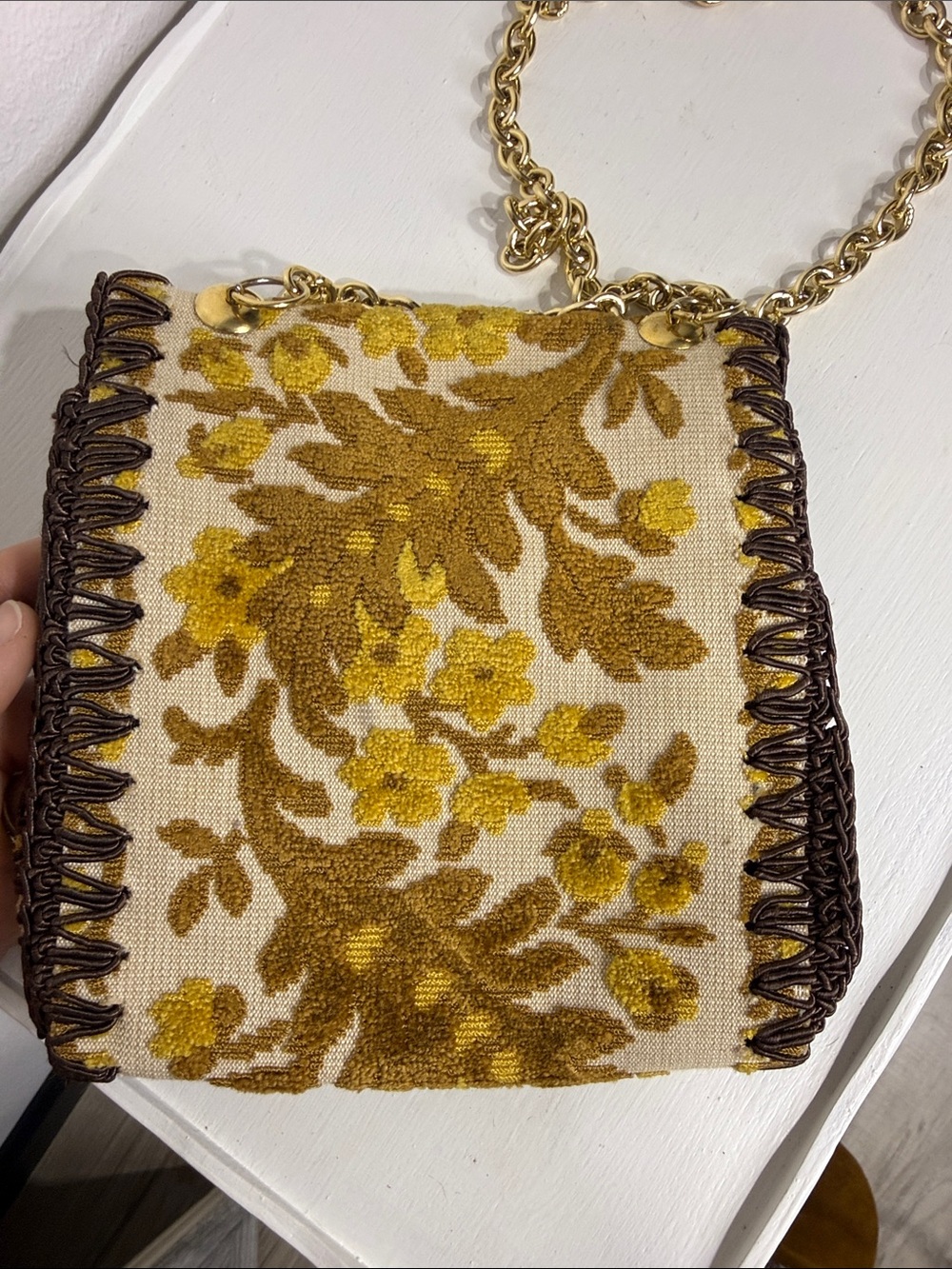 Vintage 60s Italian Floral Tapestry shoulder purse - Picture 3 of 8